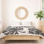 Watercolor Palm Leaves Black and White Duvet Cover Gallery Image 3