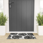 Watercolor Palm Leaves Black and White Welcome Mat Gallery Image 3