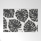 Watercolor Palm Leaves Black and White Welcome Mat Gallery Image 1