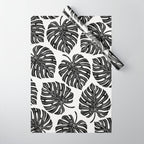 Watercolor Palm Leaves Black and White Wrapping Paper Gallery Image 1