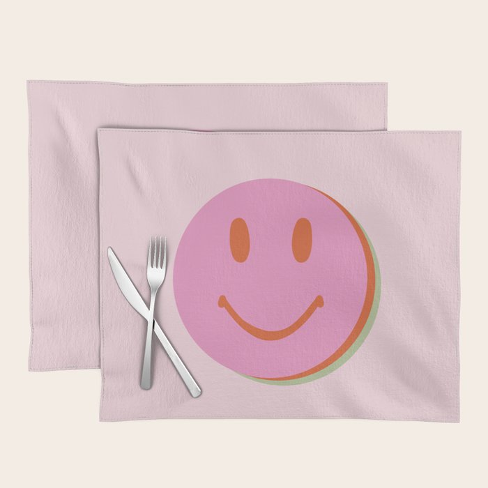 70s retro pink smiles pattern  Placemat Gallery Image 1
