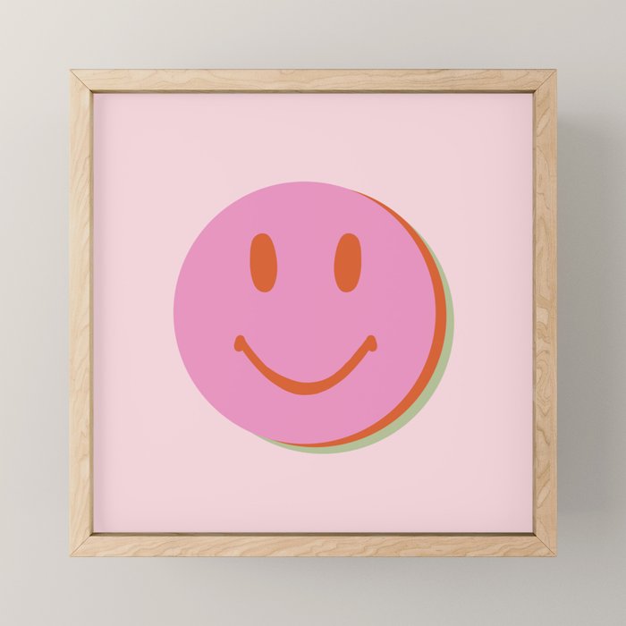70s retro pink smiles pattern  Mini Art Print Gallery Image 1