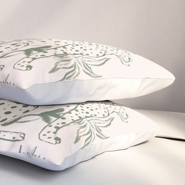 Cheetah Symmetry lines (olive) Pillow Sham Gallery Image 3
