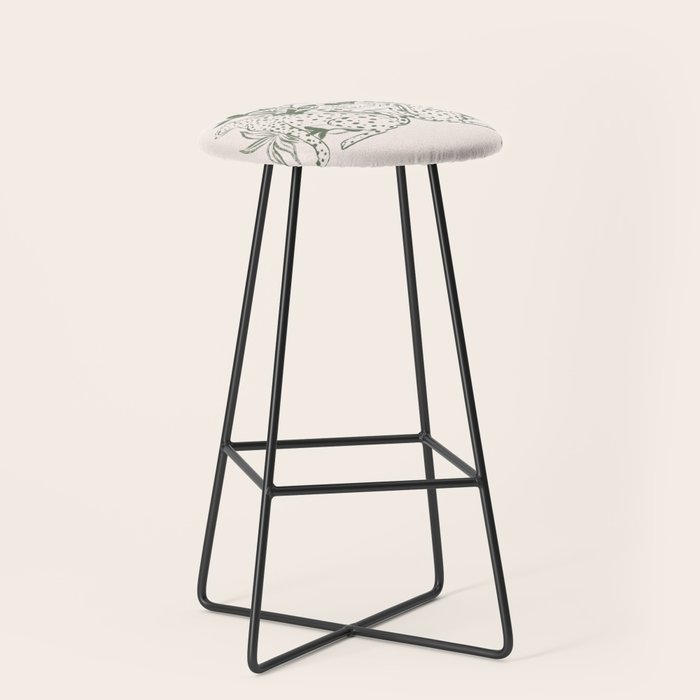 Cheetah Symmetry lines (olive) Stool Gallery Image 1
