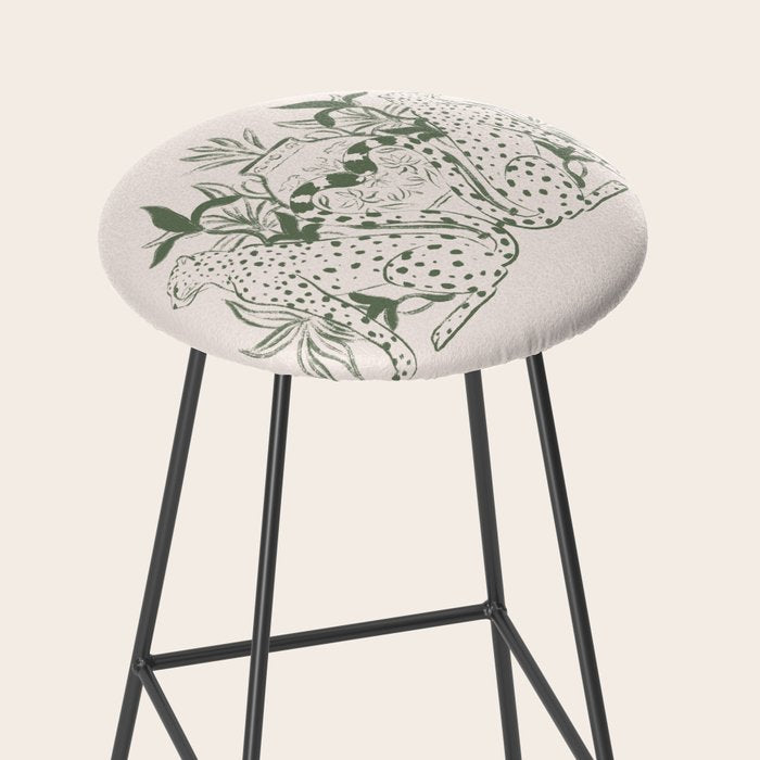 Cheetah Symmetry lines (olive) Stool Gallery Image 2