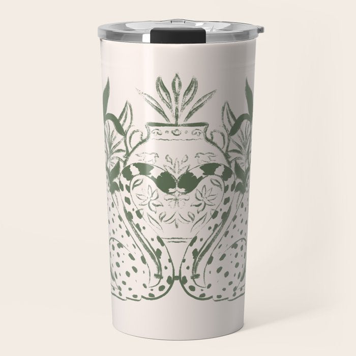 Cheetah Symmetry lines (olive) Travel Mug Gallery Image 1