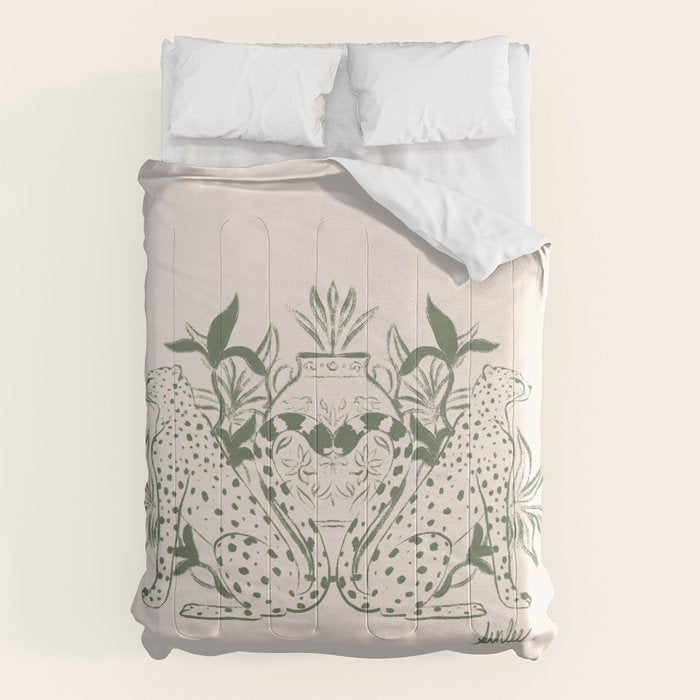 Cheetah Symmetry lines (olive) Comforter Gallery Image 6