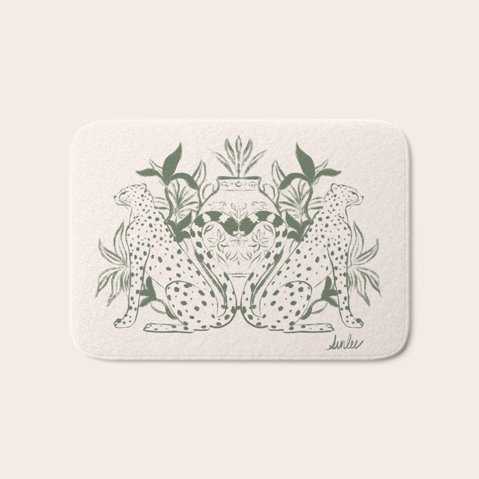 Cheetah Symmetry lines (olive) Bath Mat Gallery Image 1