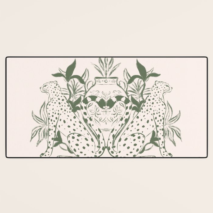 Cheetah Symmetry lines (olive) Desk Mat Gallery Image 3