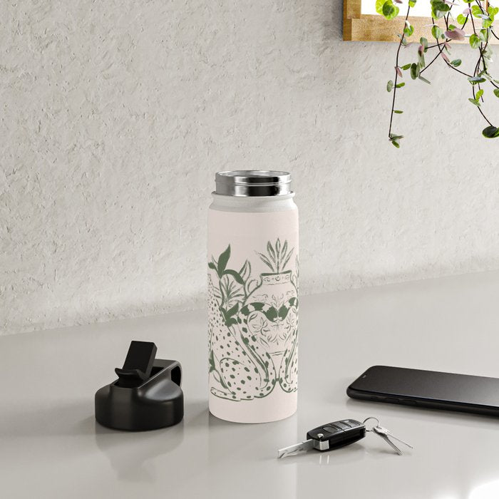 Cheetah Symmetry lines (olive) Water Bottle Gallery Image 4