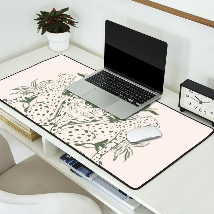 Cheetah Symmetry lines (olive) Desk Mat Gallery Image 2