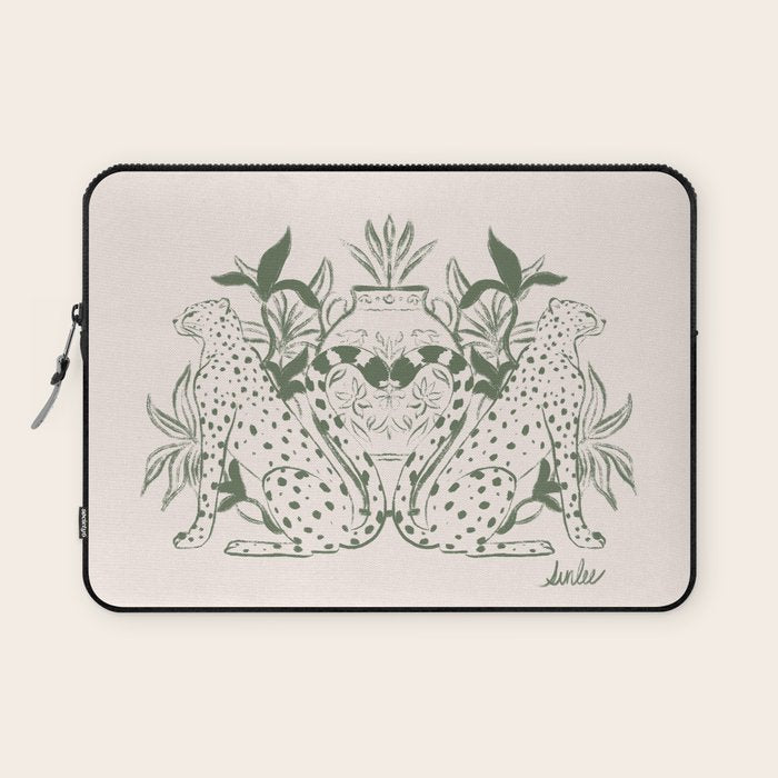Cheetah Symmetry lines (olive) Laptop Sleeve Gallery Image 1