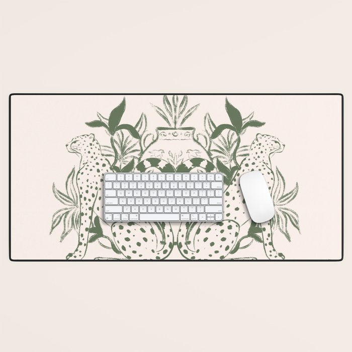 Cheetah Symmetry lines (olive) Desk Mat Gallery Image 1