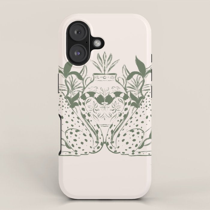 Cheetah Symmetry lines (olive) iPhone Case Gallery Image 1