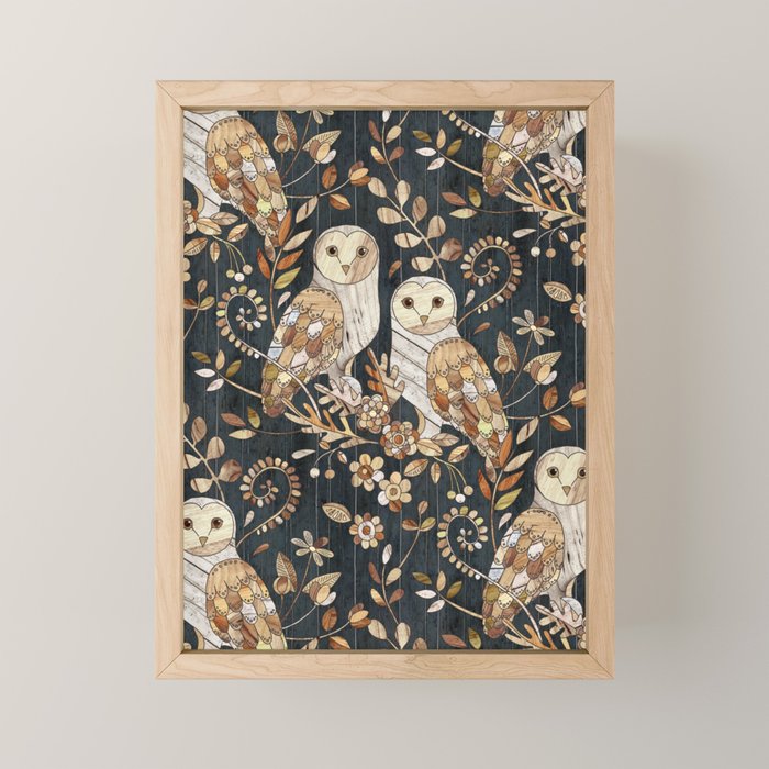 Wooden Wonderland Barn Owl Collage Mini Art Print Gallery Image 1