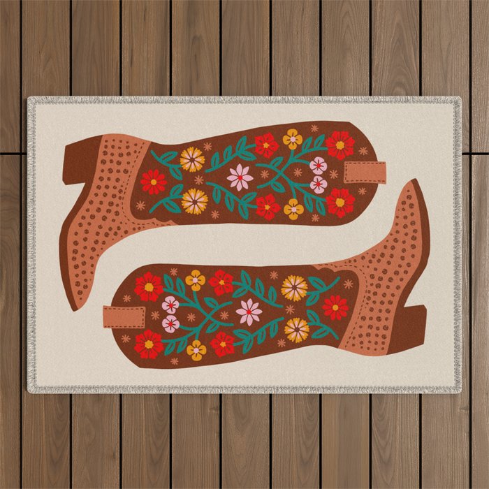 Cowgirl Boots - Bright Multicolor Outdoor Rug Gallery Image 1