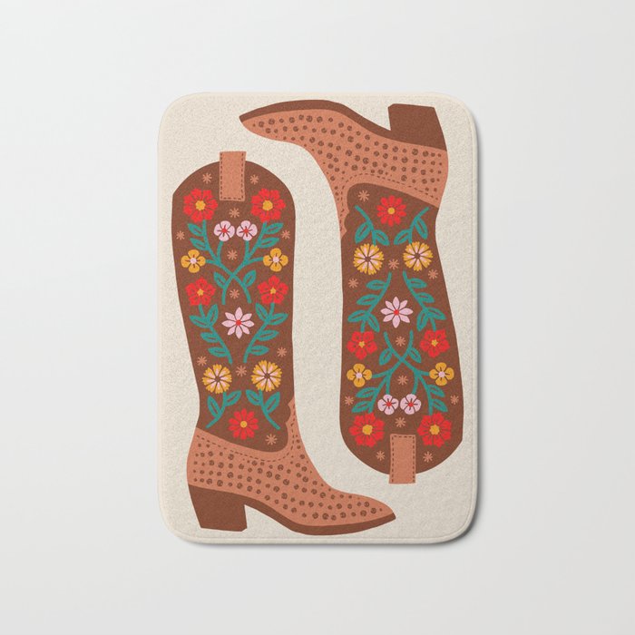 Cowgirl Boots - Bright Multicolor Bath Mat Gallery Image 1