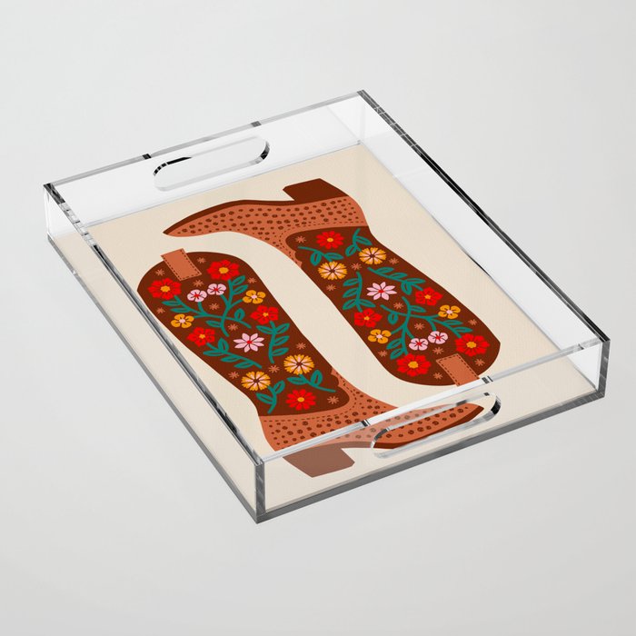 Cowgirl Boots - Bright Multicolor Acrylic Tray Gallery Image 1