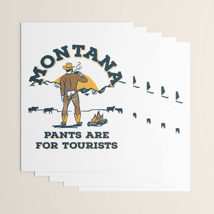 "Montana: Pants Are For Tourists" Funny Retro Cowboy Travel Art Wrapping Paper Gallery Image 3