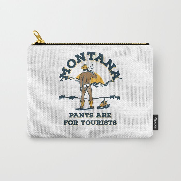 "Montana: Pants Are For Tourists" Funny Retro Cowboy Travel Art Carry All Pouch Gallery Image 1