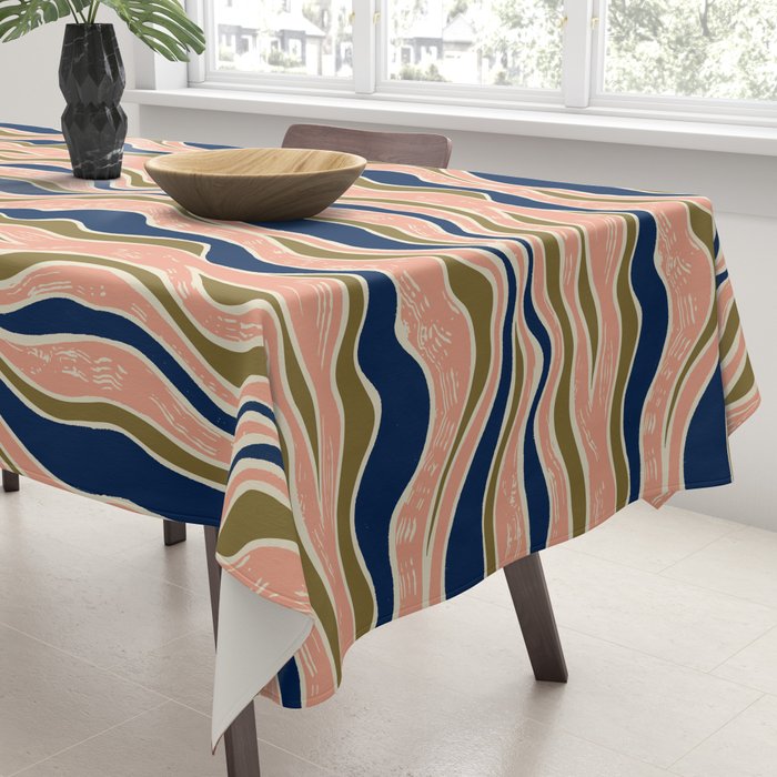 Earthy Rivers Cobalt Tablecloth Gallery Image 3