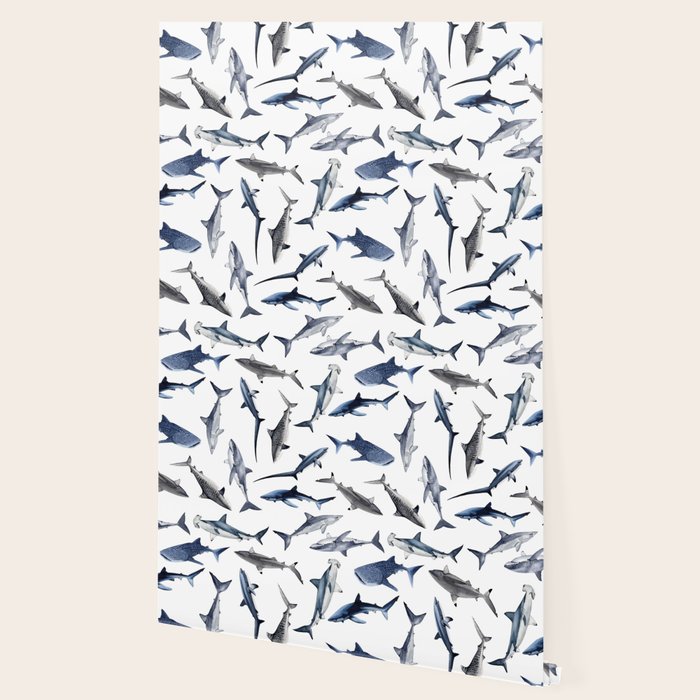 SHARKS PATTERN (NAVY BLUE) Wallpaper Gallery Image 2