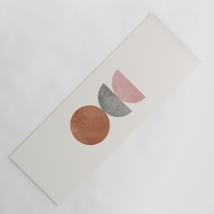 Woodblock Pink Brown Mid century modern Yoga Mat Gallery Image 1