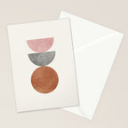 Woodblock Pink Brown Mid century modern Stationery Card Gallery Image 2
