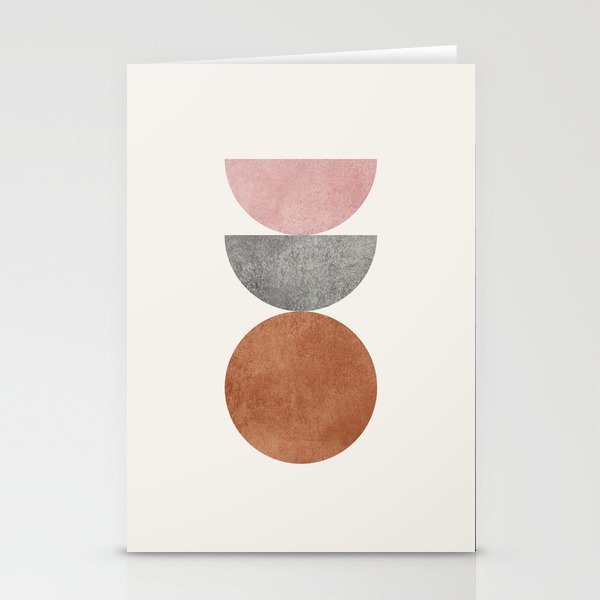 Woodblock Pink Brown Mid century modern Stationery Card Gallery Image 2