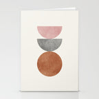 Woodblock Pink Brown Mid century modern Stationery Card Gallery Image 2