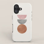 Woodblock Pink Brown Mid century modern iPhone Case Gallery Image 1
