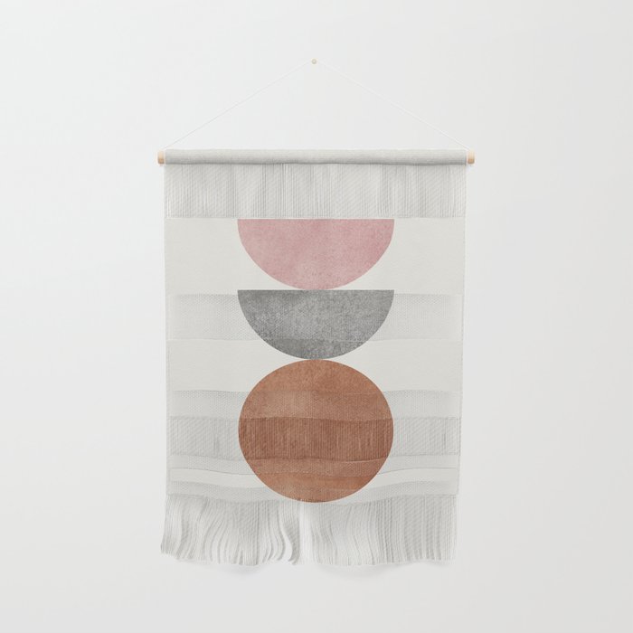 Woodblock Pink Brown Mid century modern Wall Hanging Gallery Image 1