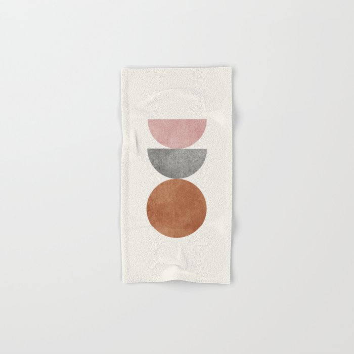 Woodblock Pink Brown Mid century modern Bath Towel Gallery Image 1