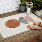 Woodblock Pink Brown Mid century modern Outdoor Rug Gallery Image 2