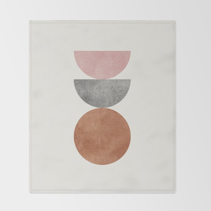 Woodblock Pink Brown Mid century modern Throw Blanket Gallery Image 2