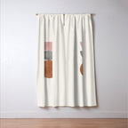 Woodblock Pink Brown Mid century modern Window Curtain Gallery Image 3