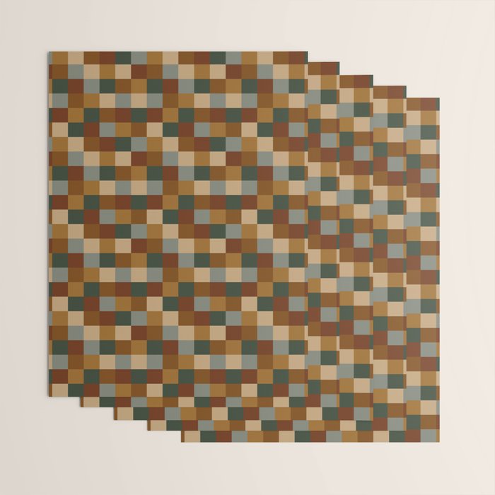 Bold Earthy Checks Pattern - Small VI Wrapping Paper Gallery Image 3