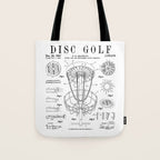 Disc Golf Frolf Frisbee Basket Vintage Patent Drawing Print Tote Bag Gallery Image 1