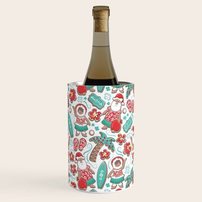 Mele Kalikimaka Hawaiian Christmas gingerbread cookies // white background Wine Chiller Gallery Image 1