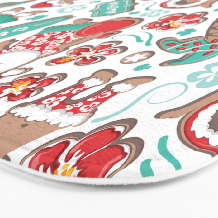 Mele Kalikimaka Hawaiian Christmas gingerbread cookies // white background Bath Mat Gallery Image 3