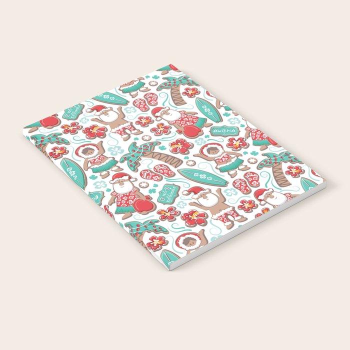 Mele Kalikimaka Hawaiian Christmas gingerbread cookies // white background Notebook Gallery Image 2