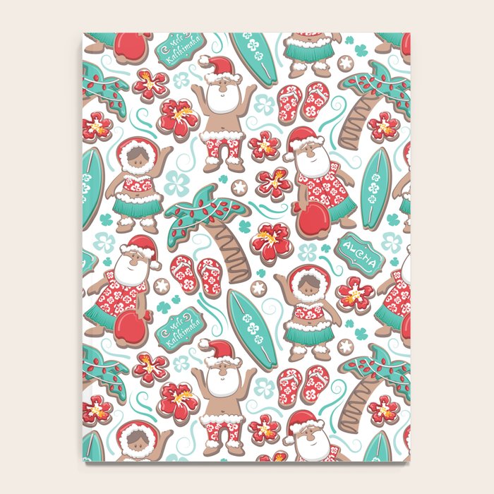 Mele Kalikimaka Hawaiian Christmas gingerbread cookies // white background Notebook Gallery Image 4