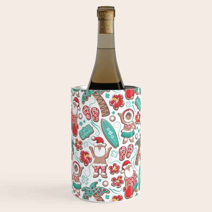 Mele Kalikimaka Hawaiian Christmas gingerbread cookies // white background Wine Chiller Gallery Image 3