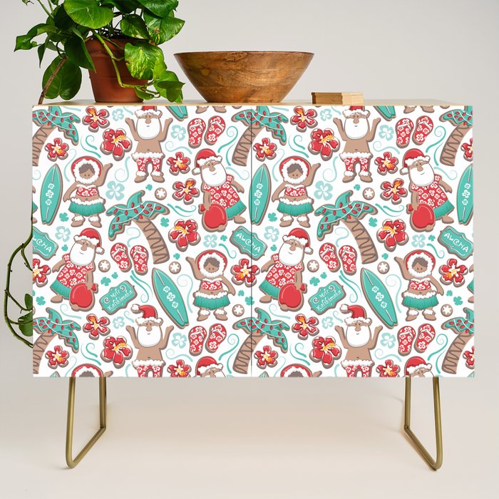 Mele Kalikimaka Hawaiian Christmas gingerbread cookies // white background Credenza Gallery Image 1