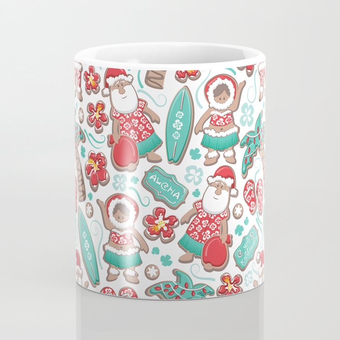 Mele Kalikimaka Hawaiian Christmas gingerbread cookies // white background Coffee Mug Gallery Image 4