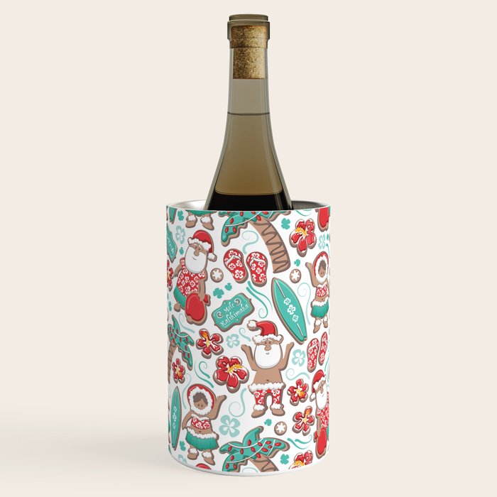Mele Kalikimaka Hawaiian Christmas gingerbread cookies // white background Wine Chiller Gallery Image 2