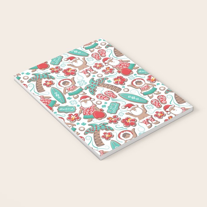 Mele Kalikimaka Hawaiian Christmas gingerbread cookies // white background Notebook Gallery Image 3