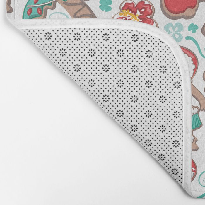 Mele Kalikimaka Hawaiian Christmas gingerbread cookies // white background Bath Mat Gallery Image 2