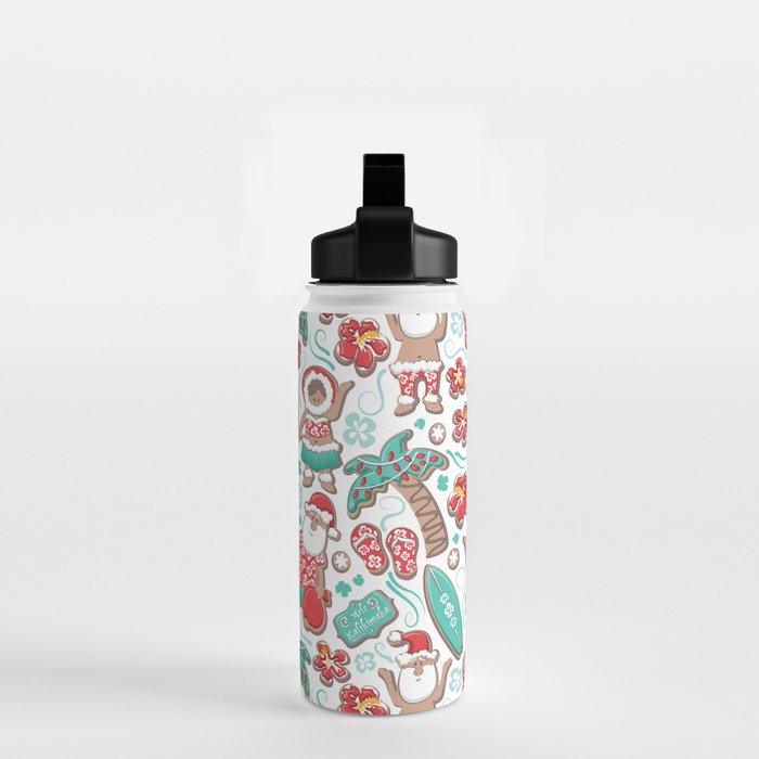 Mele Kalikimaka Hawaiian Christmas gingerbread cookies // white background Water Bottle Gallery Image 2