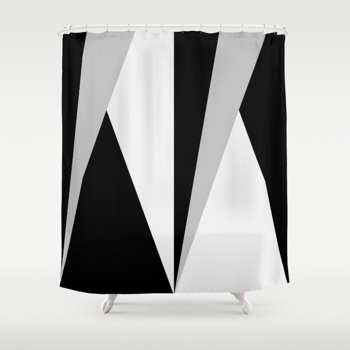 Geometric Triangles VI Black and White Shower Curtain Gallery Image 1
